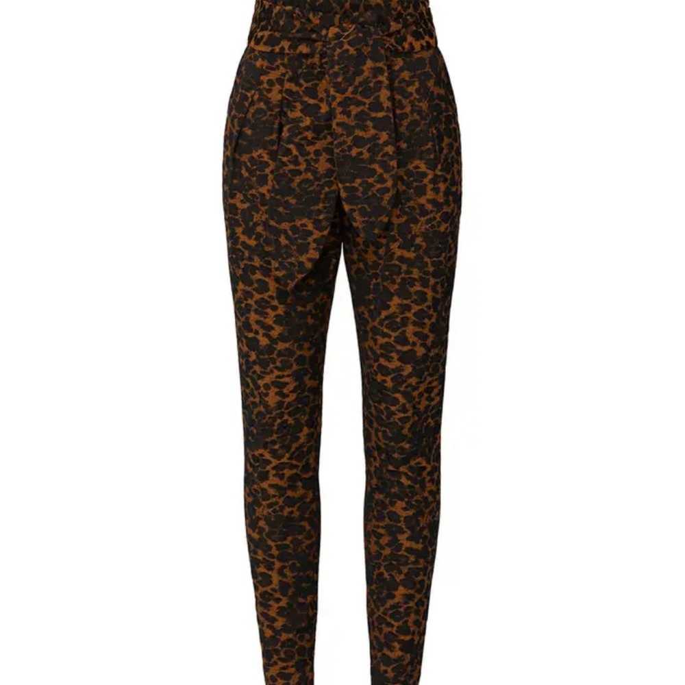 Hunter Bell size 6 leopard print pants, ankle length, tie belt around waist.